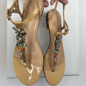 Kate Spade Tan Jeweled Embellished Sandals